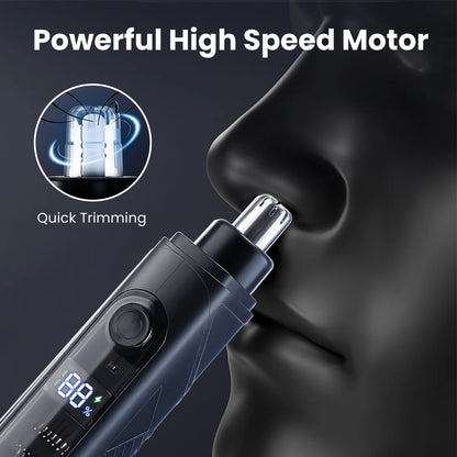 Electric Nose Hair Trimmer - Rechargeable Painless Grooming Tool with LED Display