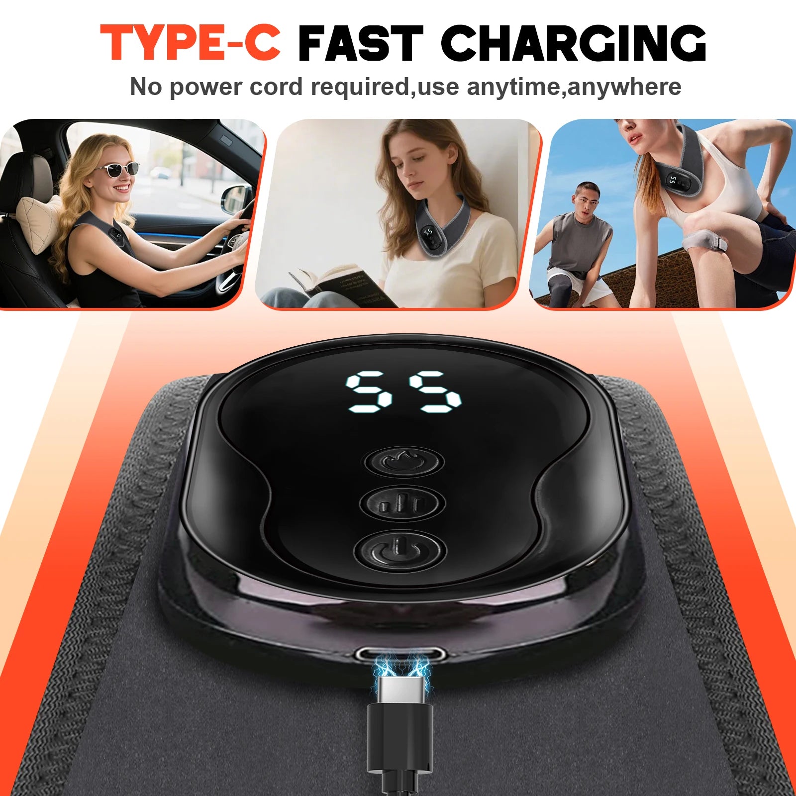 Portable Wireless Neck Massager Wrap with Heat and Vibration Therapy - 10