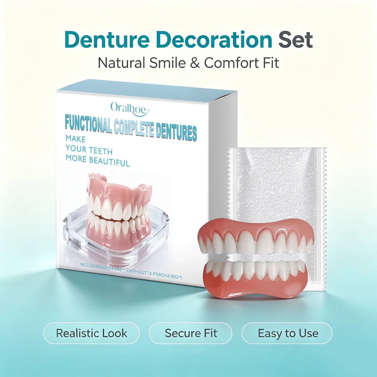 Instant Cosmetic Denture Kit – Temporary Smile Improvement & Natural Teeth Veneers - 4