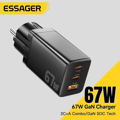 Essager 67W GaN USB-C Fast Wall Charger - Multi-Port Power Adapter