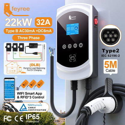 Smart EV Charging Station: Type 2 Wallbox with WiFi, App & Load Balancing