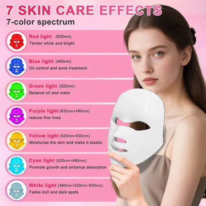 7-Color LED Photon Therapy Facial Mask - Cordless Skin Rejuvenation Device