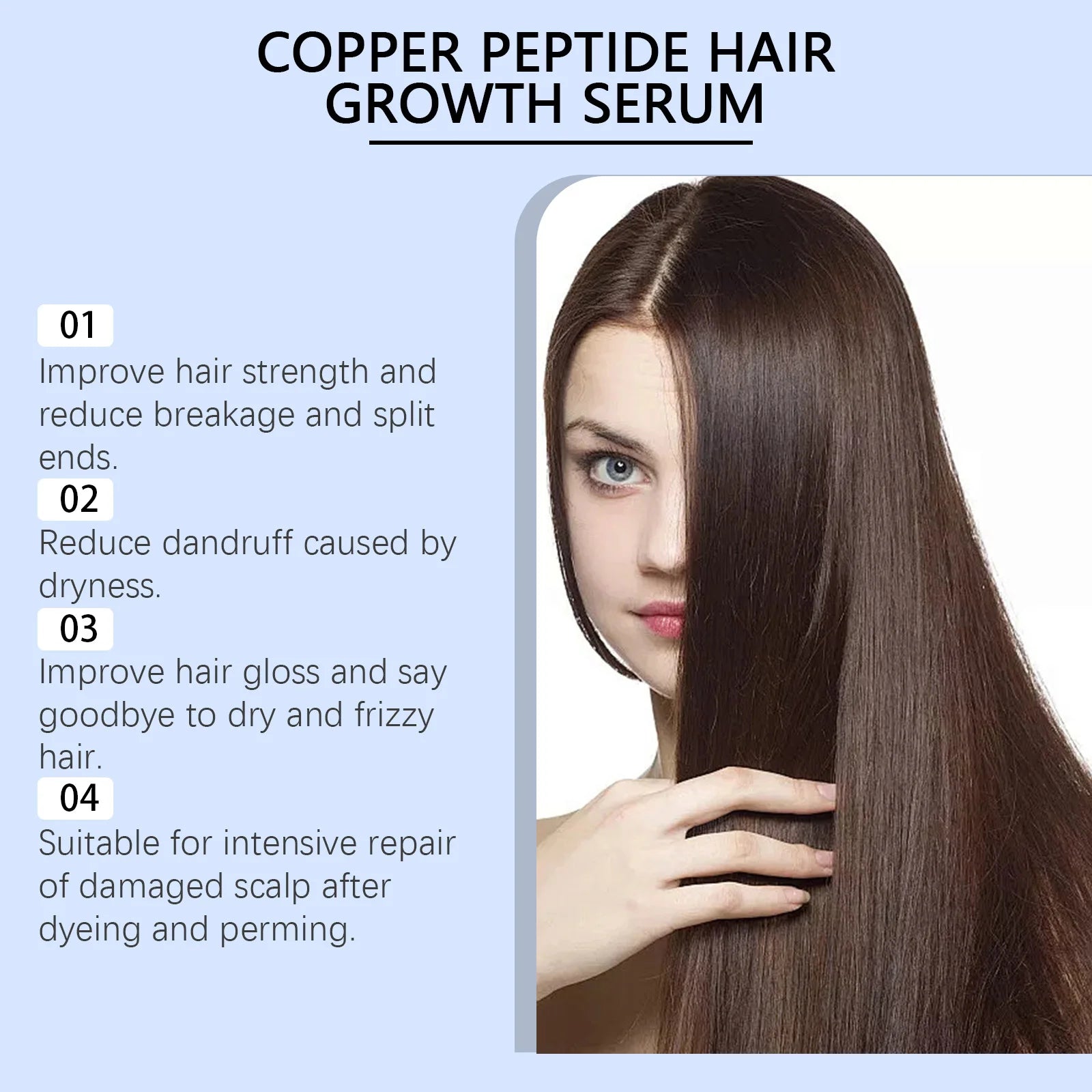 Copper Peptide Hair Growth Serum - Revitalizing Scalp & Anti-Frizz Repair Treatment - 10