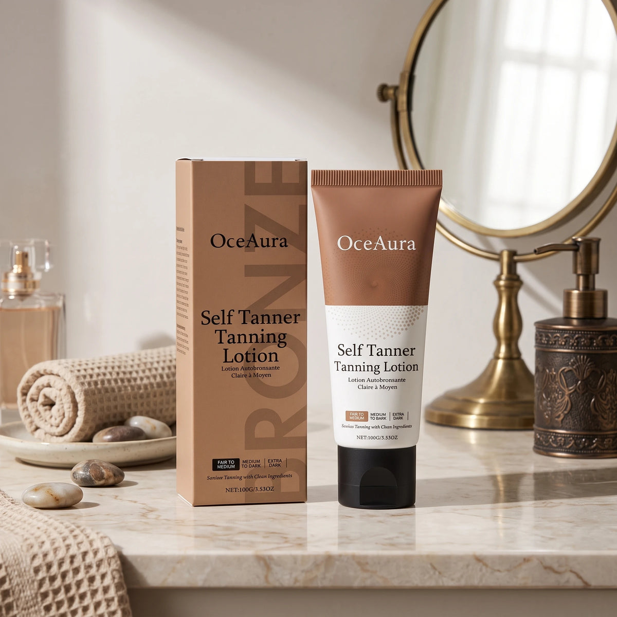 Natural Bronze Gradual Self Tanning Lotion for Face and Body Sunless Tan