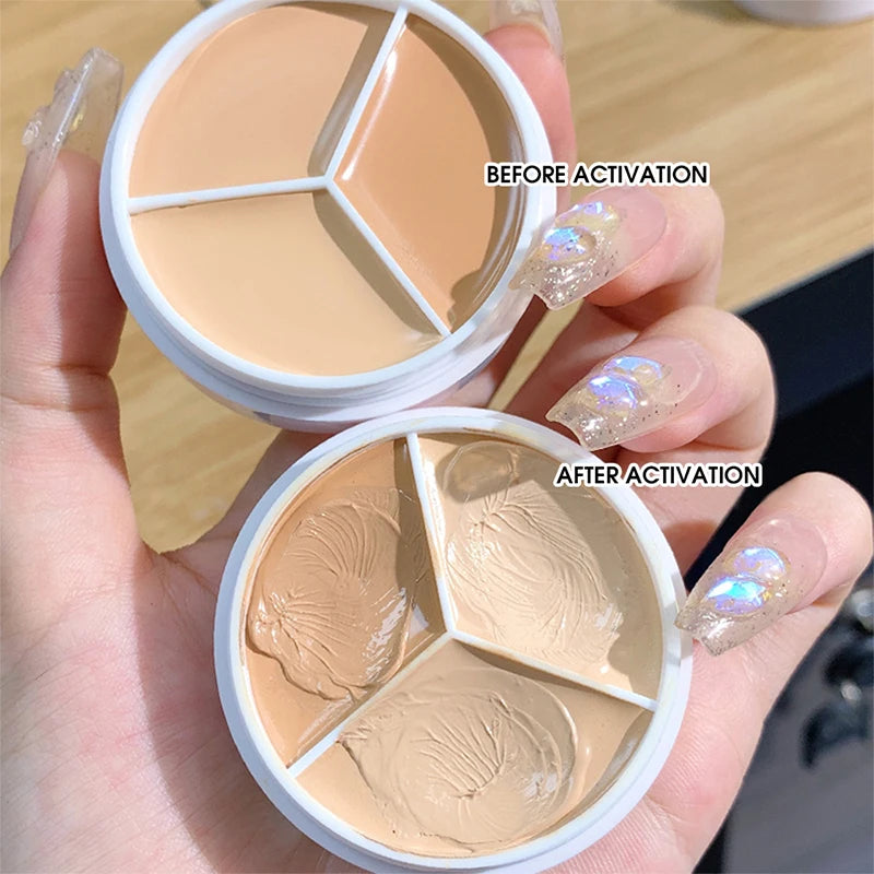 3-Color Cream Concealer Palette for Flawless Skin & Dark Circles