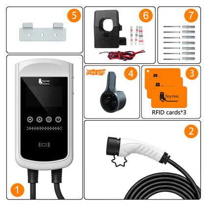 Type 2 EV Charging Station - Smart 22kW Wallbox with App & Load Balancing