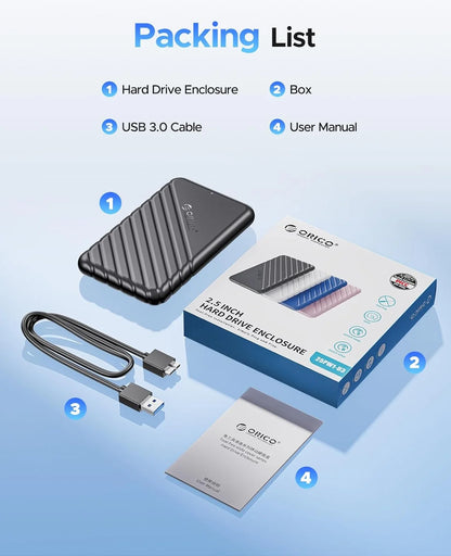 2.5" SATA to USB 3.0 External Hard Drive Enclosure Case for SSD/HDD