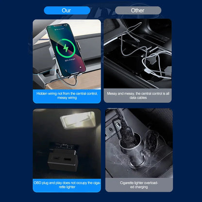 48W Dual USB OBD Fast Charger Adapter for Tesla Model 3, Y, S, X | PD Type-C & USB-A
