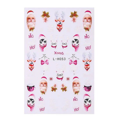 3D Christmas Nail Art Stickers - Festive Snowman & Snowflake Manicure Decals