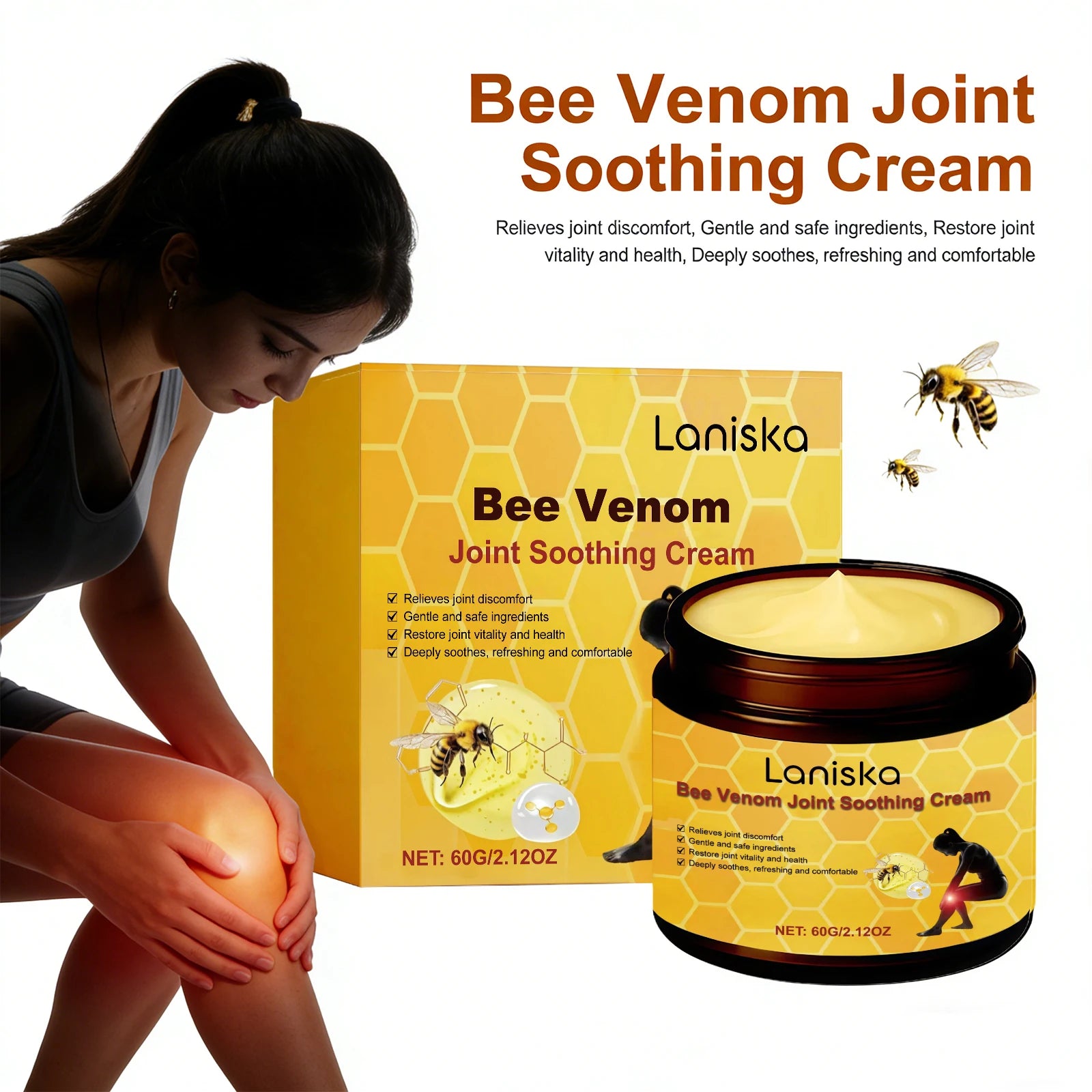 Bee Venom Joint Soothing Cream - Deep Tissue Relief & Muscle Recovery Massage Balm - 10