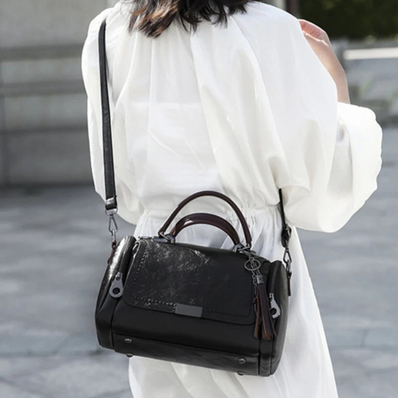 Luxury Tassel Boston Shoulder Bag