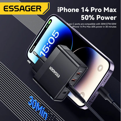 100W GaN Fast Charger - 4-Port USB-C Desktop Power Adapter for Laptop & Phone