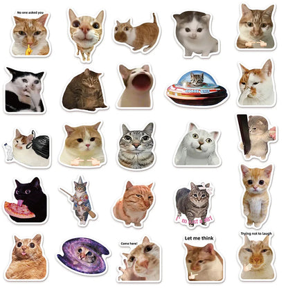 Funny Cat Meme Sticker Pack - 100 Pcs Waterproof Decals for DIY Projects