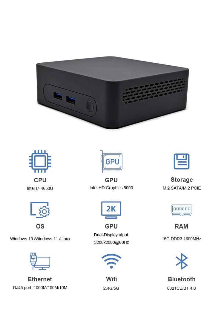 Compact Intel i5 Mini PC - High-Performance Desktop Computer for Home & Office - 8