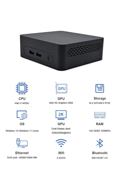 Compact Intel i5 Mini PC - High-Performance Desktop Computer for Home & Office