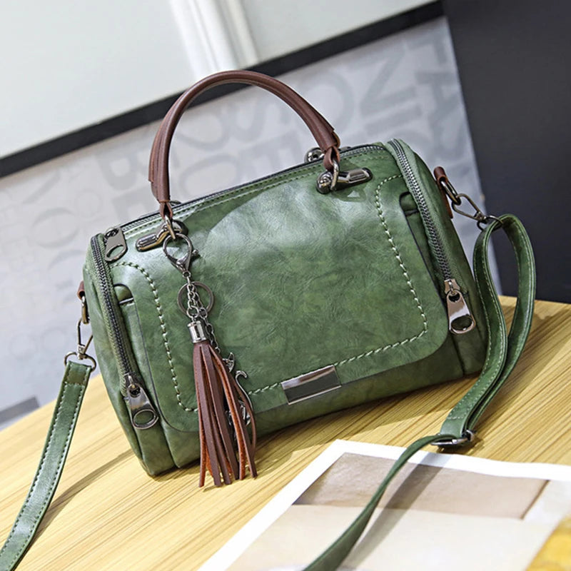 Luxury Tassel Boston Shoulder Bag
