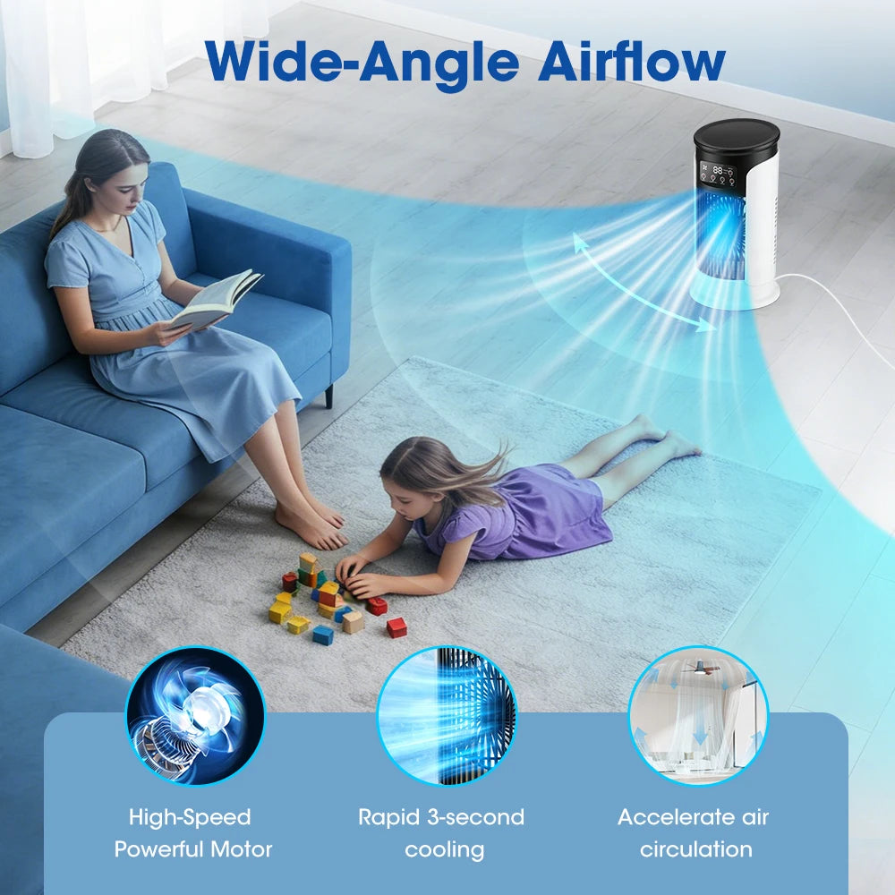 Portable USB Desktop Air Cooler & Humidifier with 6-Speed Cooling Fan
