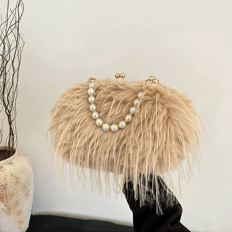 Luxury Plush Pearl Handbag