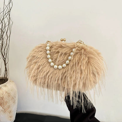 Luxury Plush Pearl Handbag