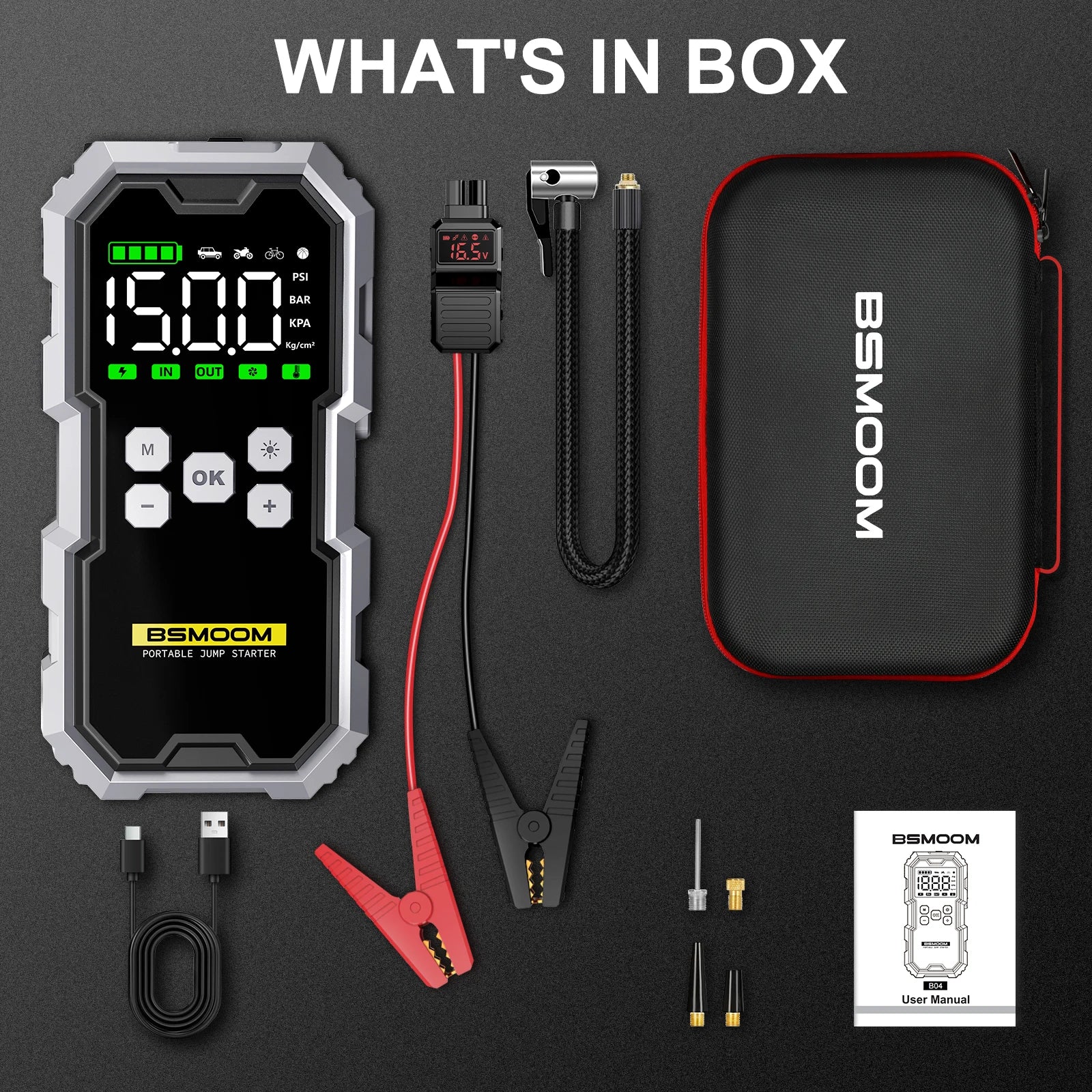 6000A Car Jump Starter with 150PSI Air Compressor & Power Bank - 10