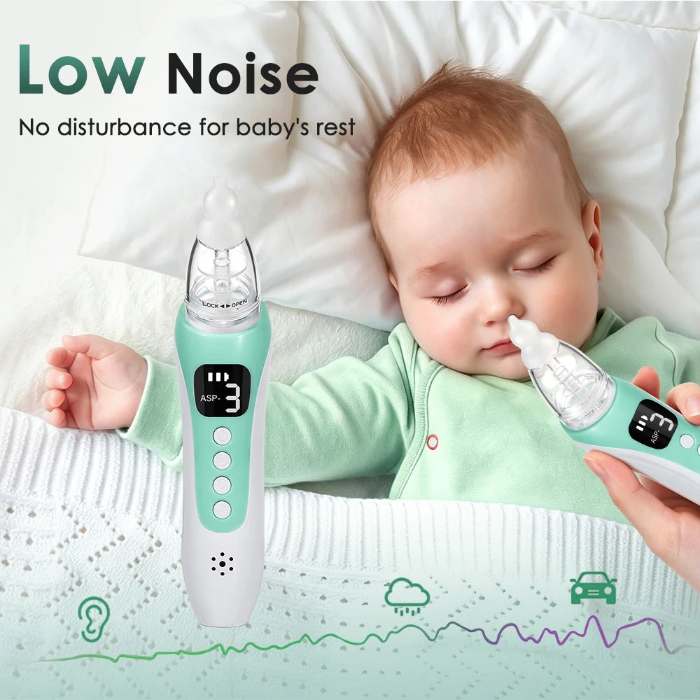 Electric Baby Nasal Aspirator - Rechargeable Nose Cleaner with Music & LED Screen - 10