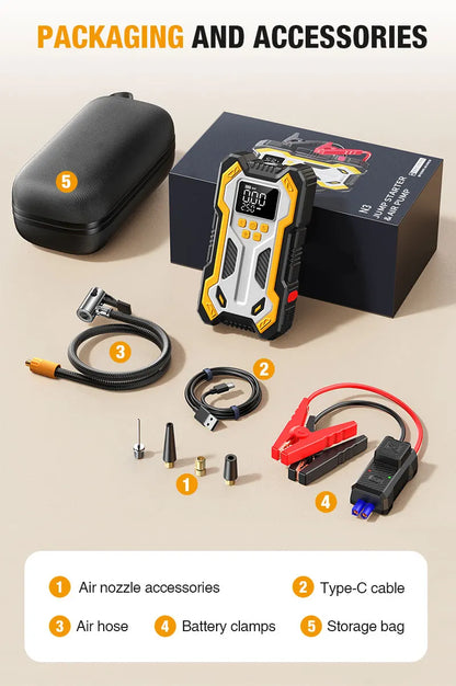 7000A Portable Car Jump Starter & 160PSI Tire Inflator for Emergency