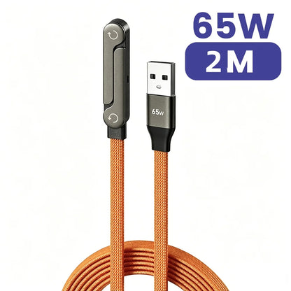 65W Fast Charging USB-C Cable with Built-In Foldable Phone Stand