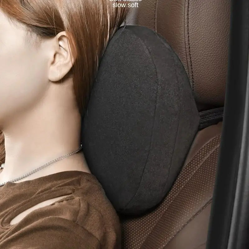 Memory Foam Car Neck Pillow - Suede Headrest Support Cushion