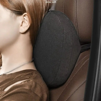 Memory Foam Car Neck Pillow - Suede Headrest Support Cushion