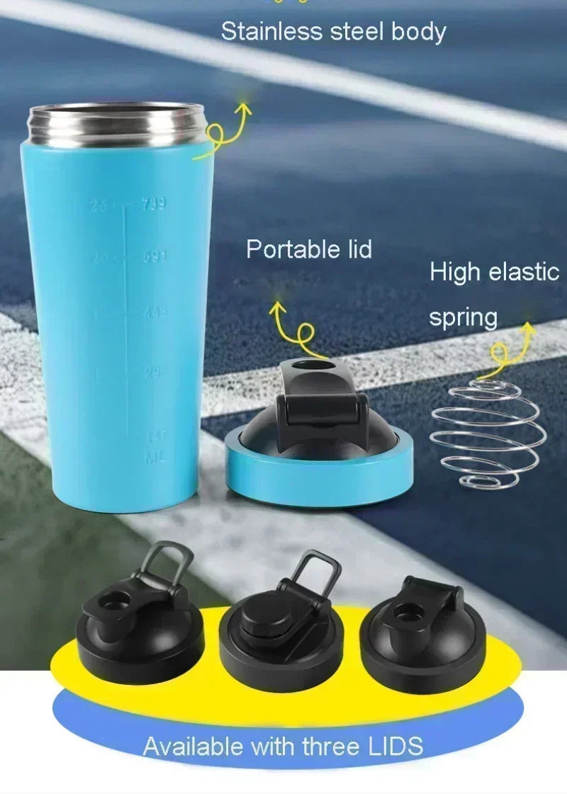 Stainless Steel Sports Protein Shaker Bottle - 500ml & 750ml Leakproof - 7