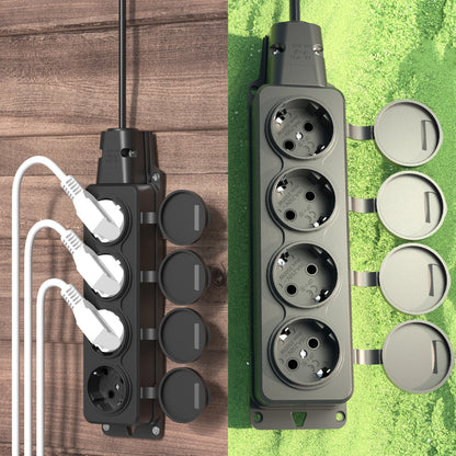 IP54 Waterproof German Standard Outdoor Power Socket - 16A 3500W Extension