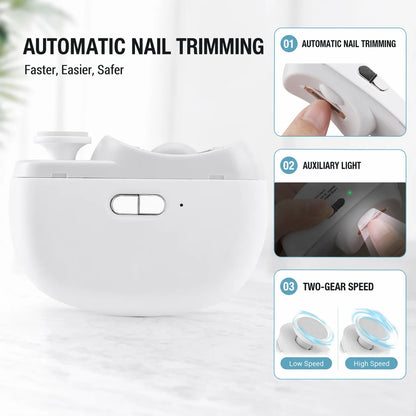Electric Automatic Nail Trimmer and Polisher - USB Rechargeable Nail Care Device