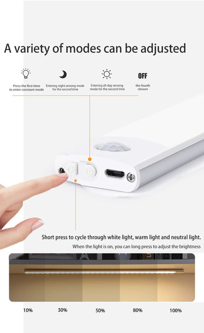 Rechargeable Motion Sensor LED Cabinet Light - Wireless Under Counter Lighting