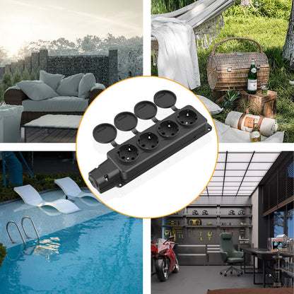 IP54 Waterproof German Standard Outdoor Power Socket - 16A 3500W Extension