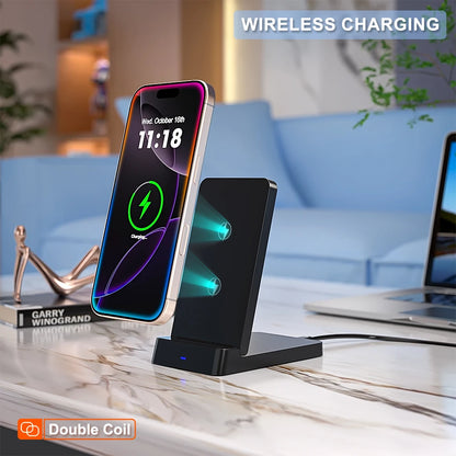 15W Foldable Fast Wireless Charging Stand - Magnetic Phone Desktop Holder