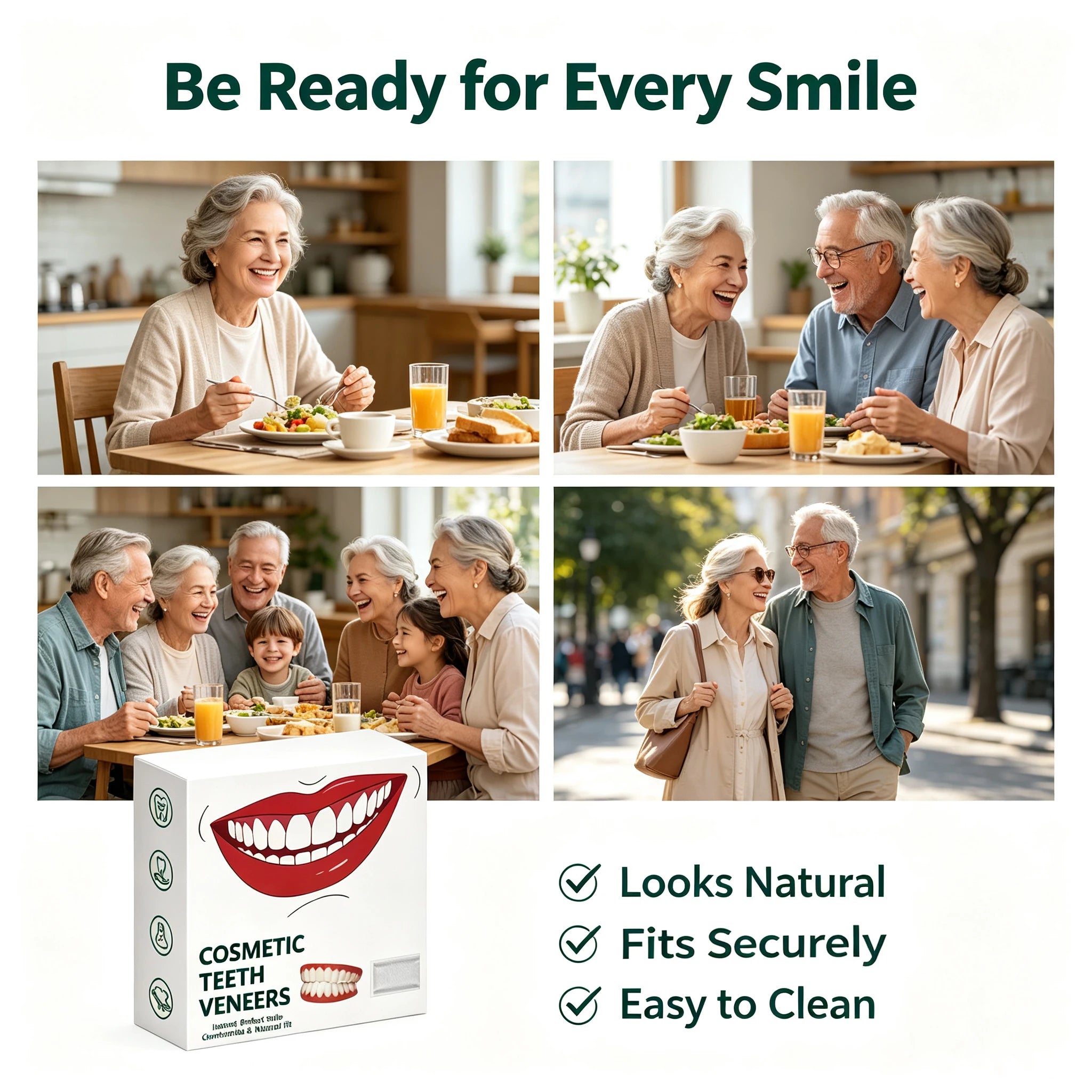 ComfortFit Silicone Denture Set for Natural Smile & Oral Care - 4