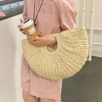 Luxury Half-Moon Straw Tote