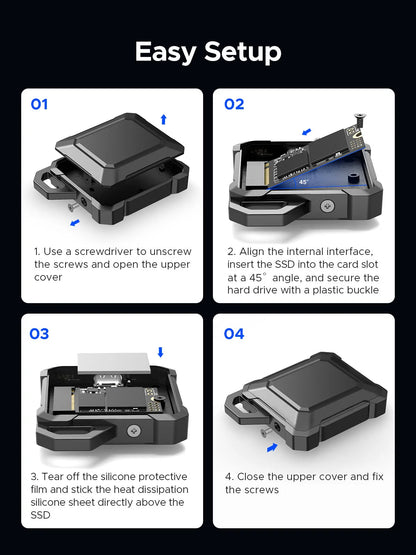 M.2 NVMe SSD Enclosure 2230 - 10Gbps Portable External USB-C Case