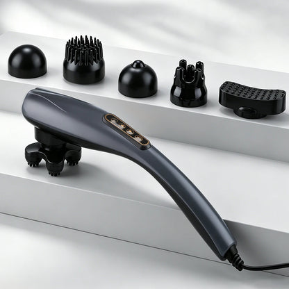 Electric Dolphin Percussion Body Massager with 6 Interchangeable Heads