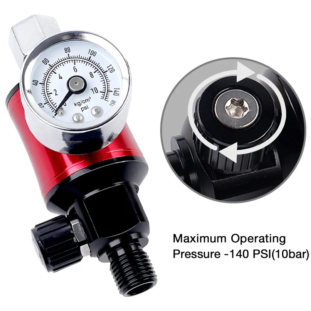 Spray Gun Air Pressure Regulator & Oil-Water Separator Filter Gauge - 150 PSI - 3