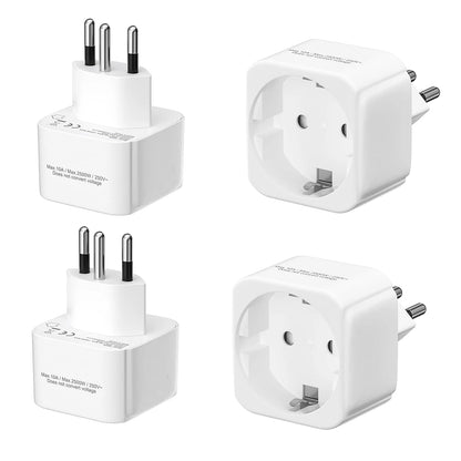 Universal Travel Plug Adapter 2-Pack - Convert EU to US, IT, CH, SA