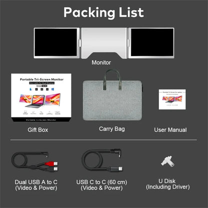 Dual Screen Laptop Monitor Extender - FHD Portable Sub-Monitor for PC
