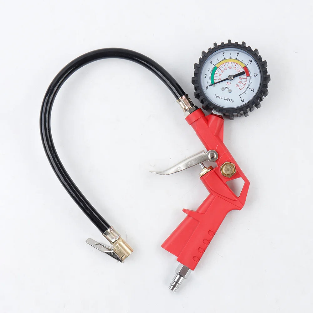 220 PSI Tire Inflator with Pressure Gauge & Air Hose for Cars & Motorcycles