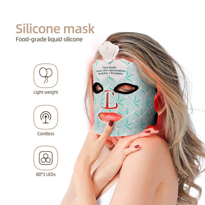 Wireless 7-Color LED Light Therapy Silicone Face Mask for Skin Care