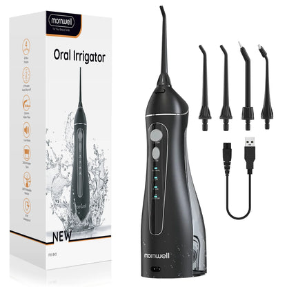 Portable Cordless Water Flosser - Rechargeable Oral Irrigator with 4 Cleaning Modes