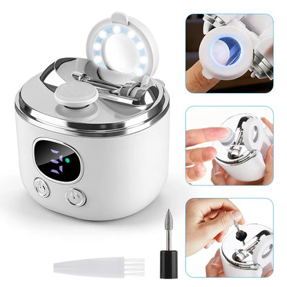 Automatic Electric Nail Clipper with LED Magnifier & Nail Polisher