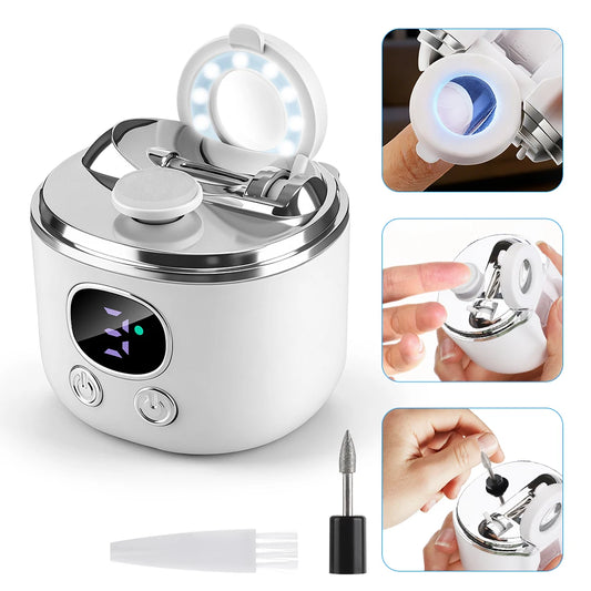 Automatic Electric Nail Clipper with LED Magnifier & Nail Polisher
