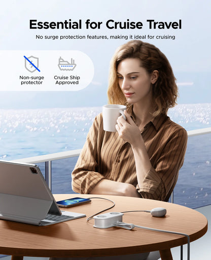 Compact 5-in-1 Travel Power Strip with PD 20W Fast Charging & USB-C