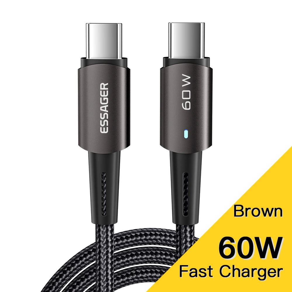 100W USB-C Fast Charging Cable - PD QC 4.0 Data Sync Cord for Laptop & Phone - 27