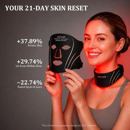 7-Color LED Light Therapy Face and Neck Mask for Skin Rejuvenation